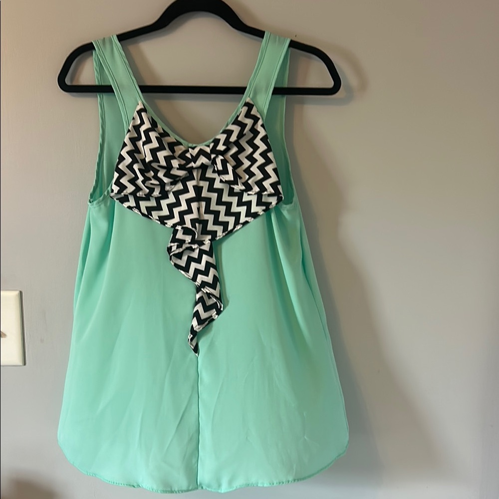 Mint Green with Chevron Sleeveless Top